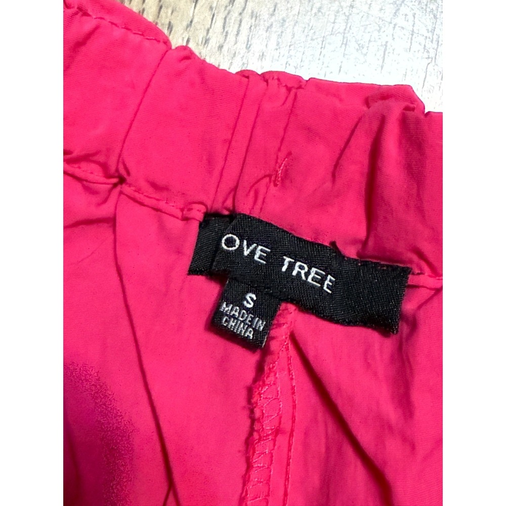 Love Tree Pants Women's Size Small Bright Pink Pull Tie Waist Cargo Pockets - Picture 7 of 13